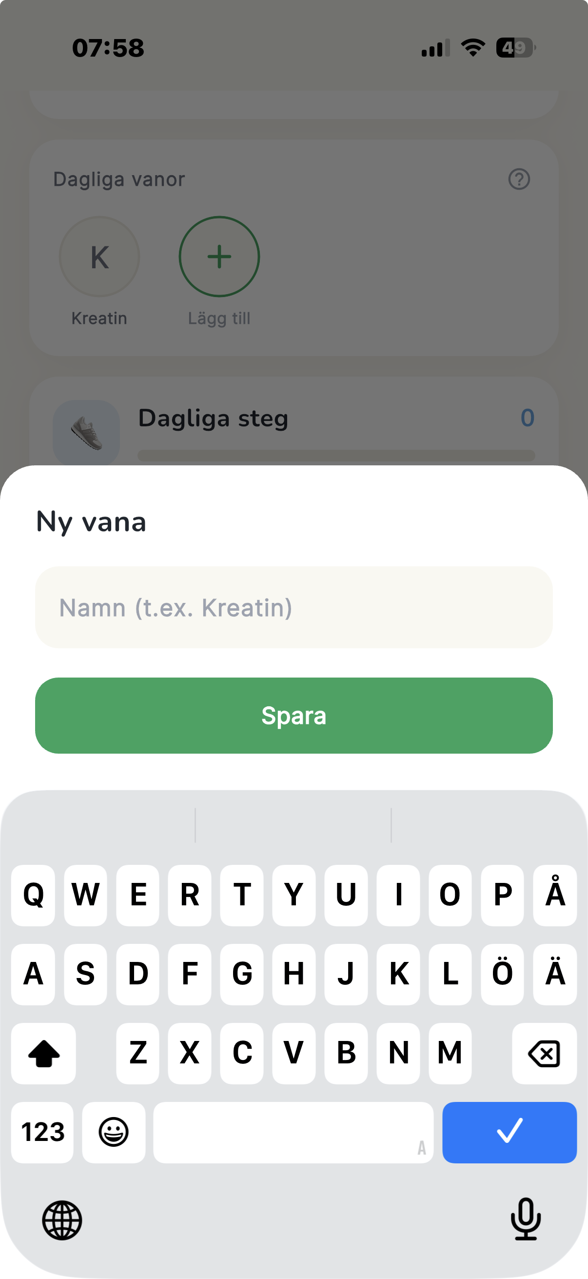 Dagliga vanor som kreatin och vitaminer